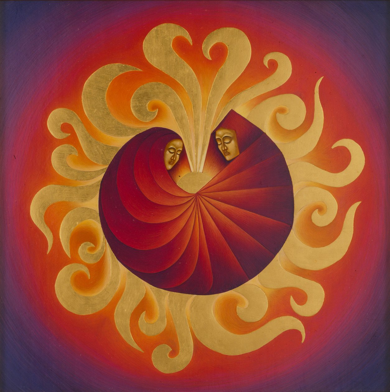 Geboorte, 2005 (eitempera en 24k goud op hout) door Jodi Simmons