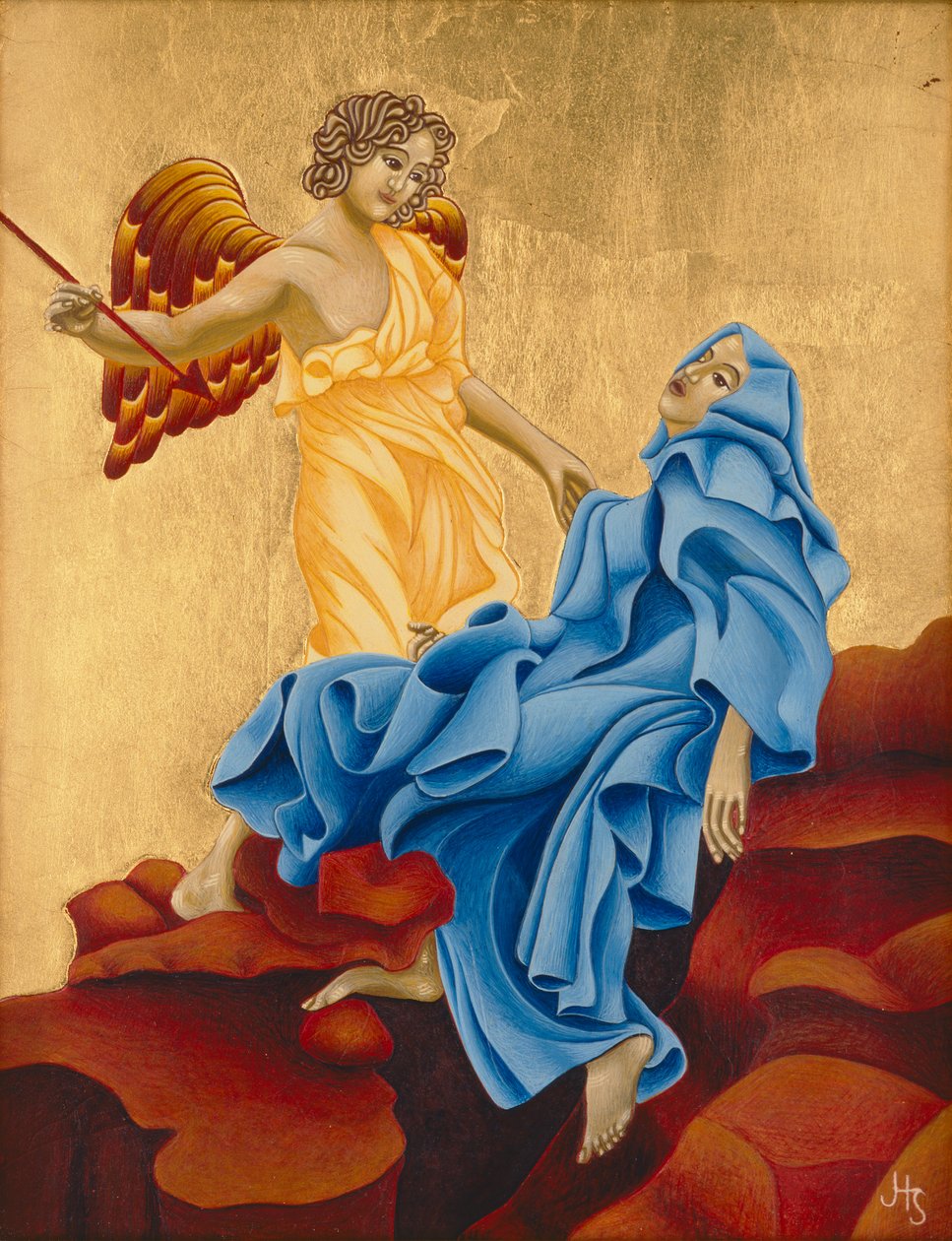 Heilige Teresa van Avila, 2004 (eitempera en 24k goud op hout) door Jodi Simmons