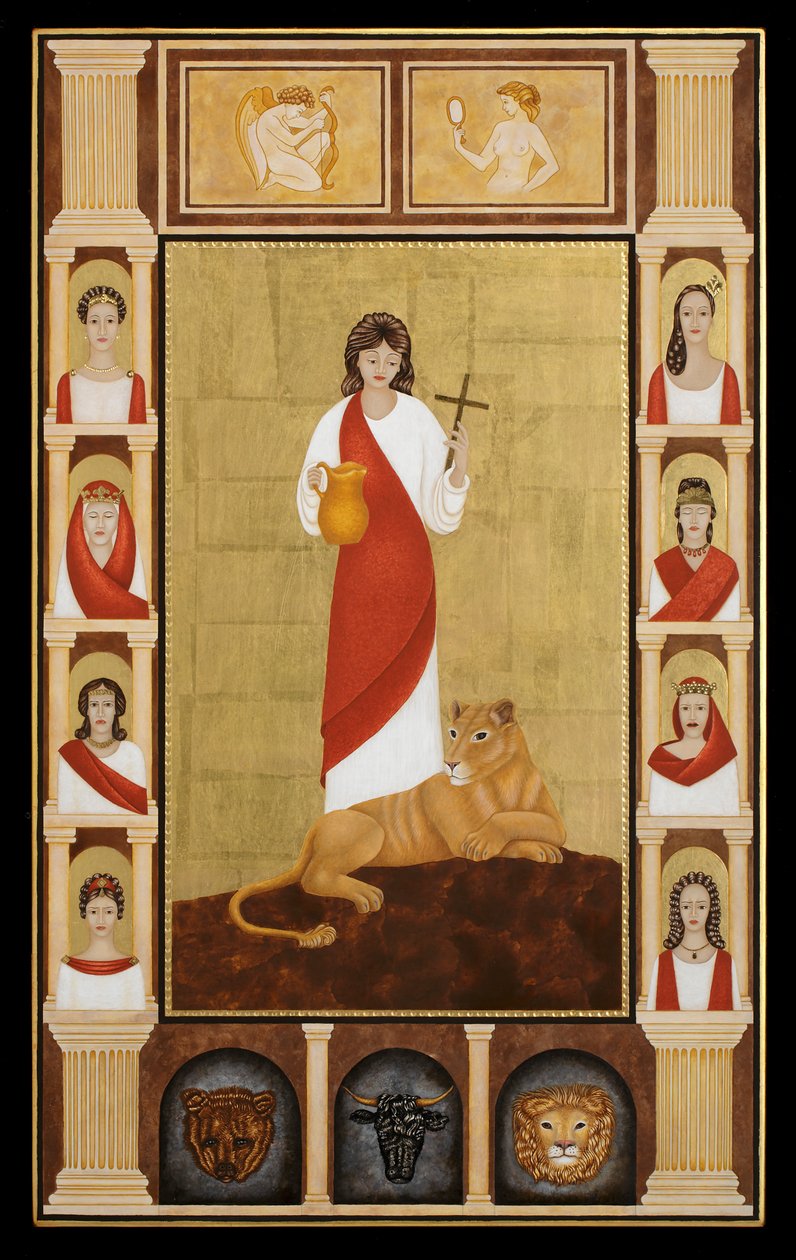 Heilige Thecla, 2014 (eitempera en 24k goud op hout) door Jodi Simmons