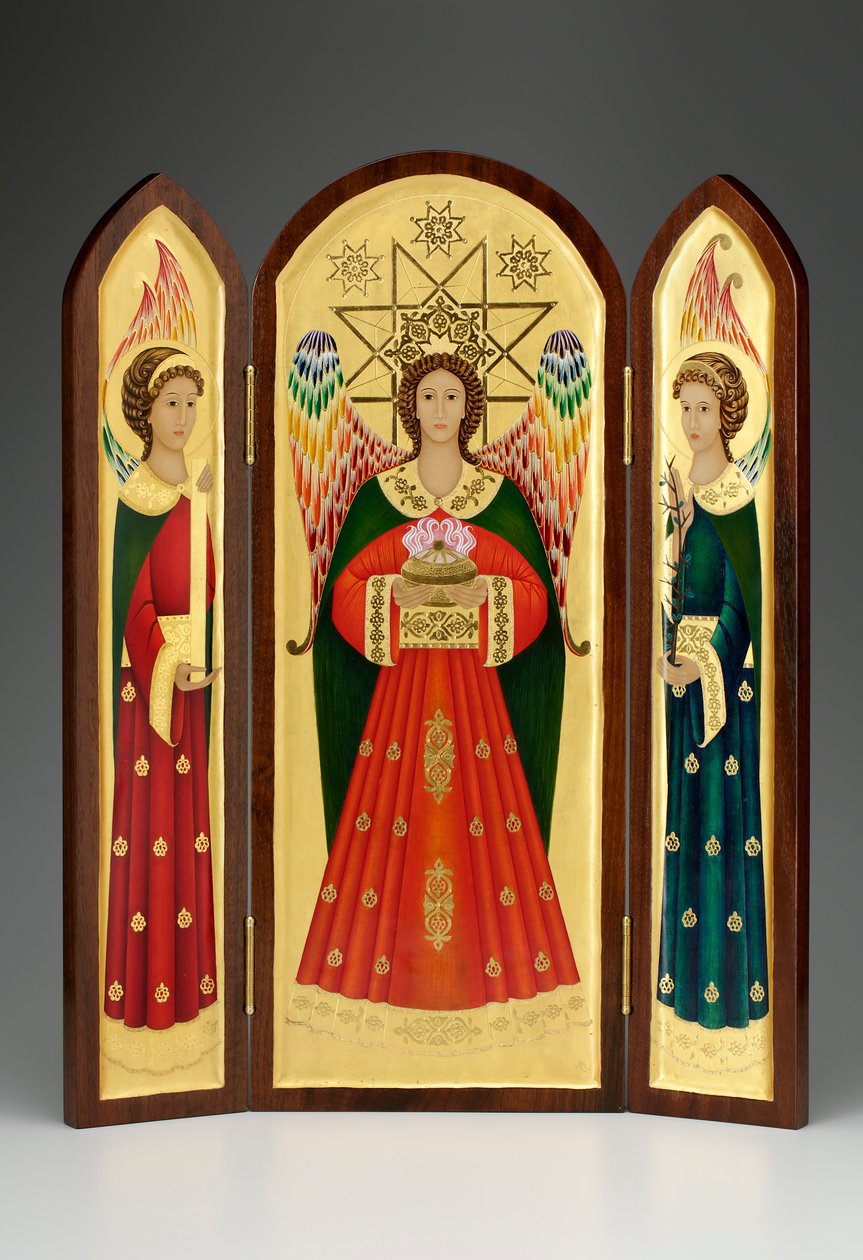 De Geschenken, 2013 (eitempera en 24k goud op hout) door Jodi Simmons