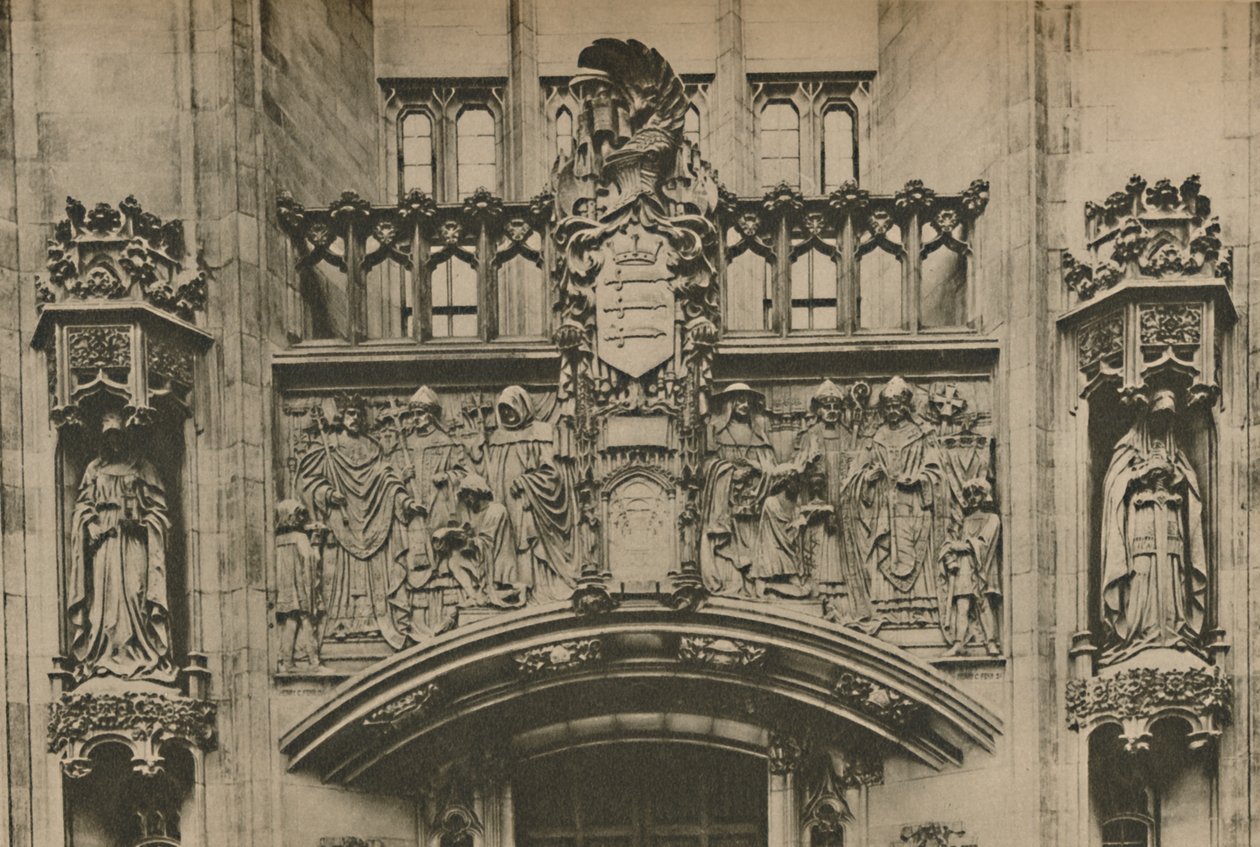 Steenhouwkunst onder het wapen van Middlesex in de Guildhall, Westminster, ca. 1935 door Joel