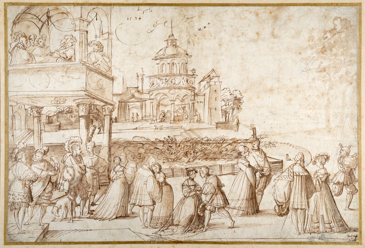 Maatschappijscène door Joerg the Elder Breu