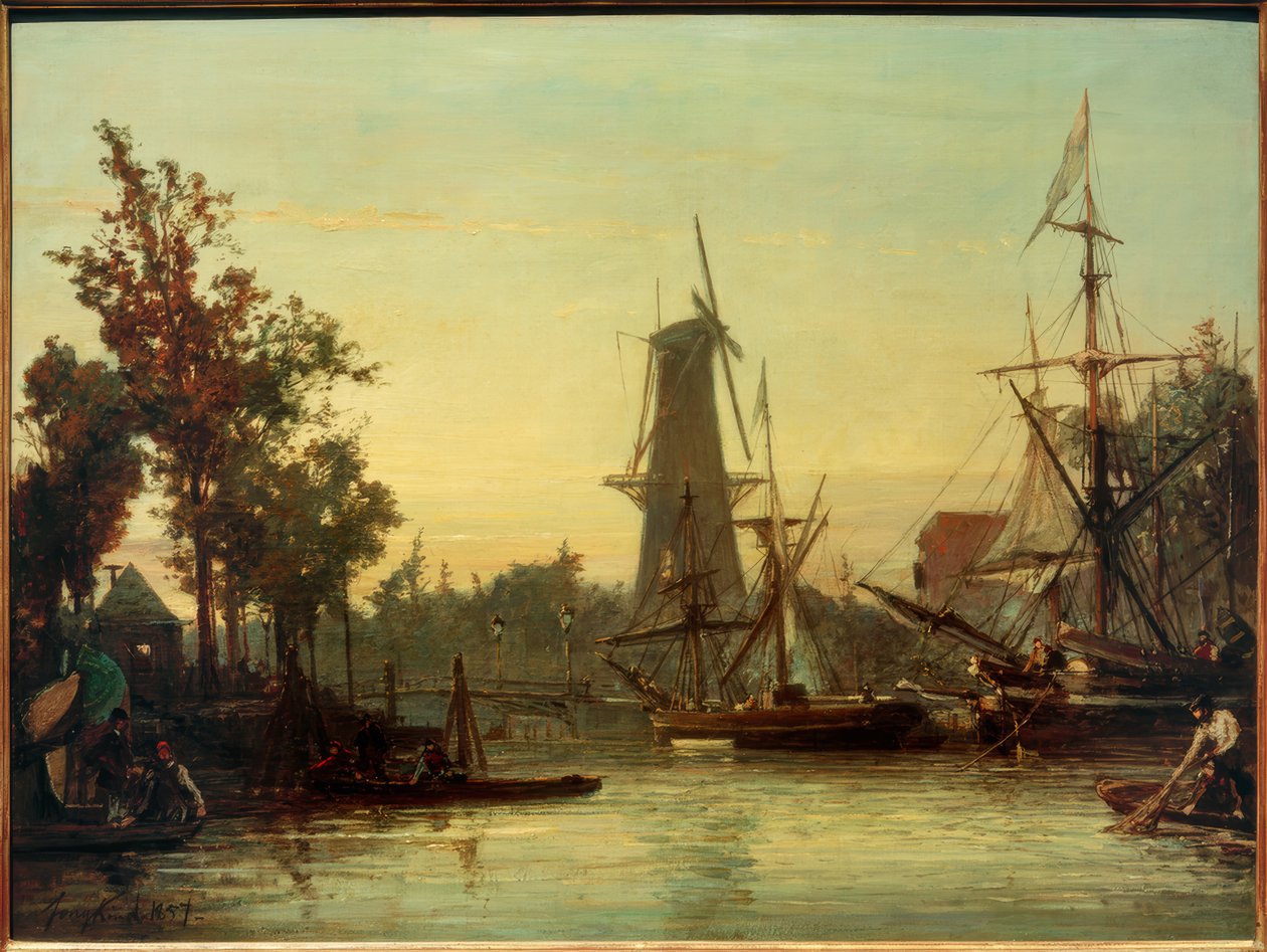 De binnenhaven van Rotterdam door Johan Barthold Jongkind