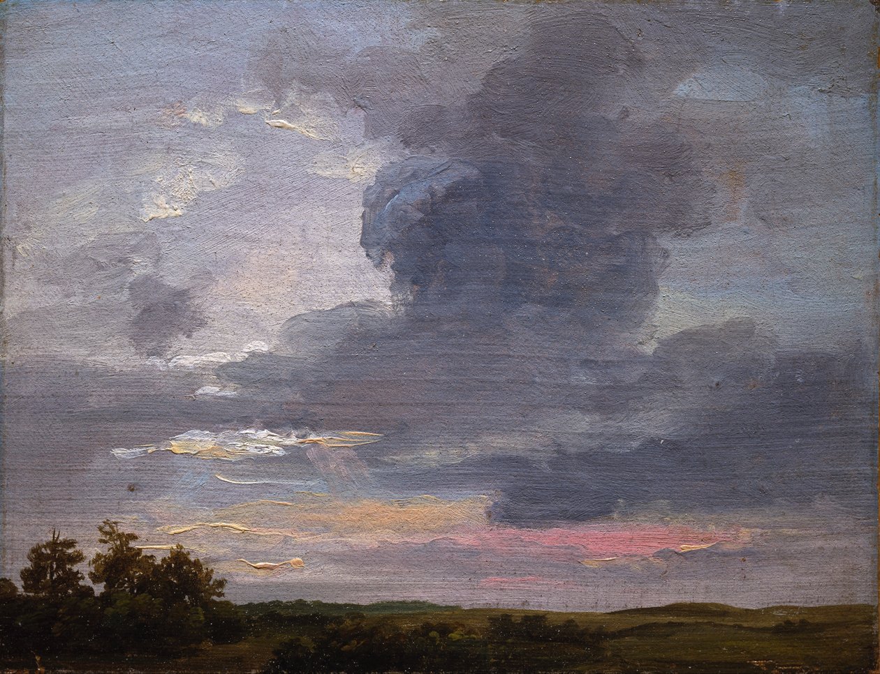 Wolkstudie boven vlak landschap door Johan Christian Dahl