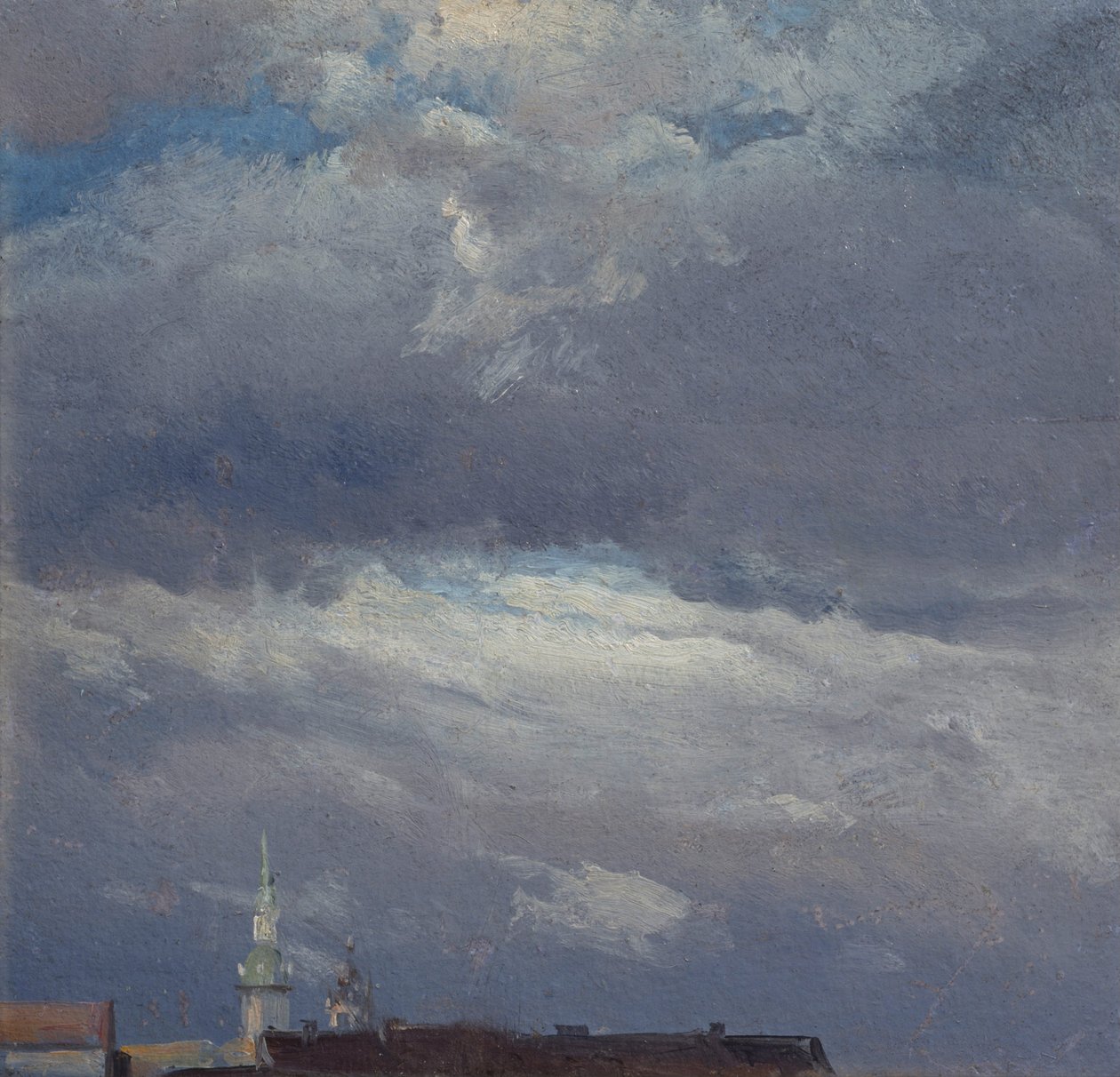 Onweerswolken boven de Slotstoren van Dresden door Johan Christian Dahl