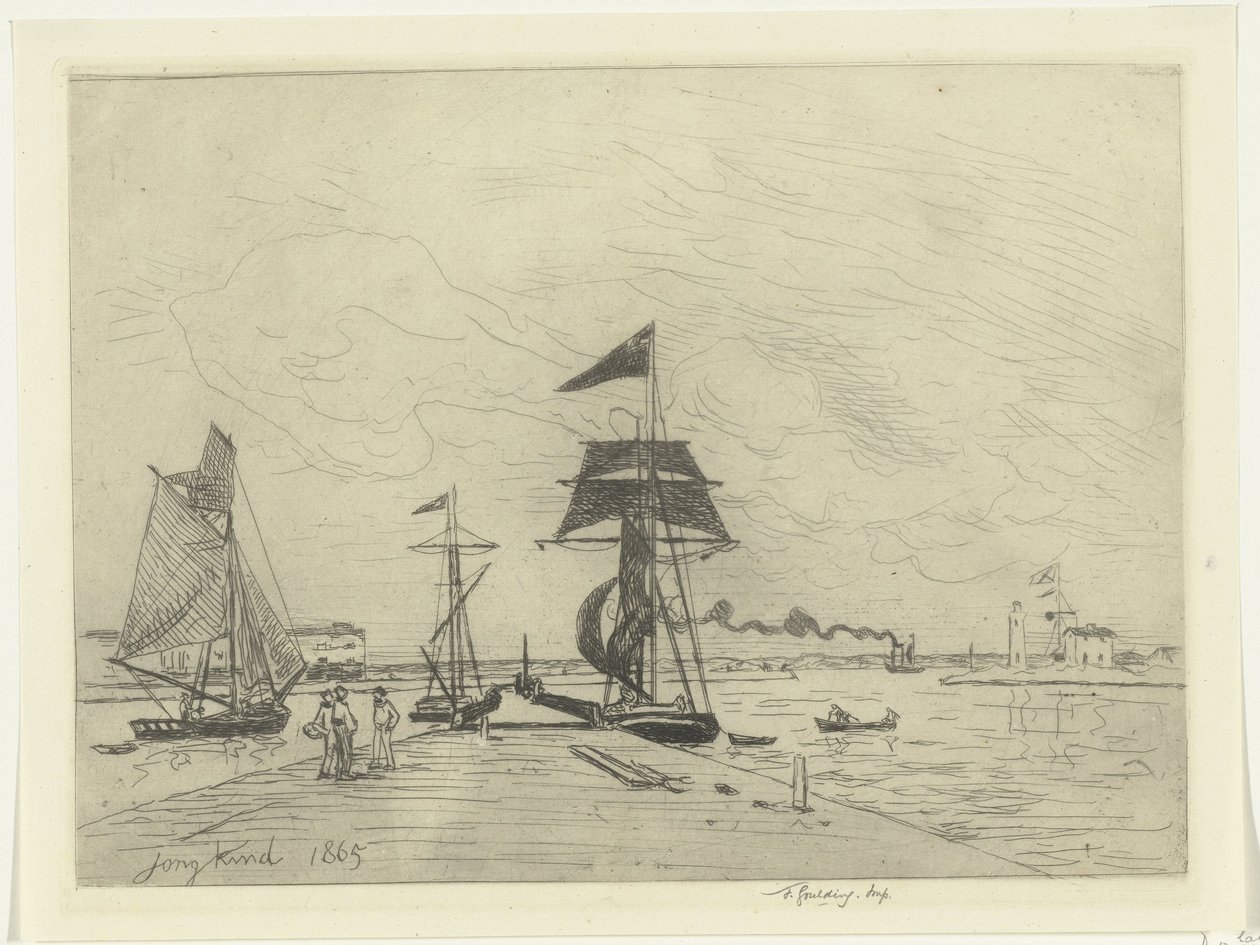 Aanlegsteiger bij Honfleur door Johan Barthold Jongkind