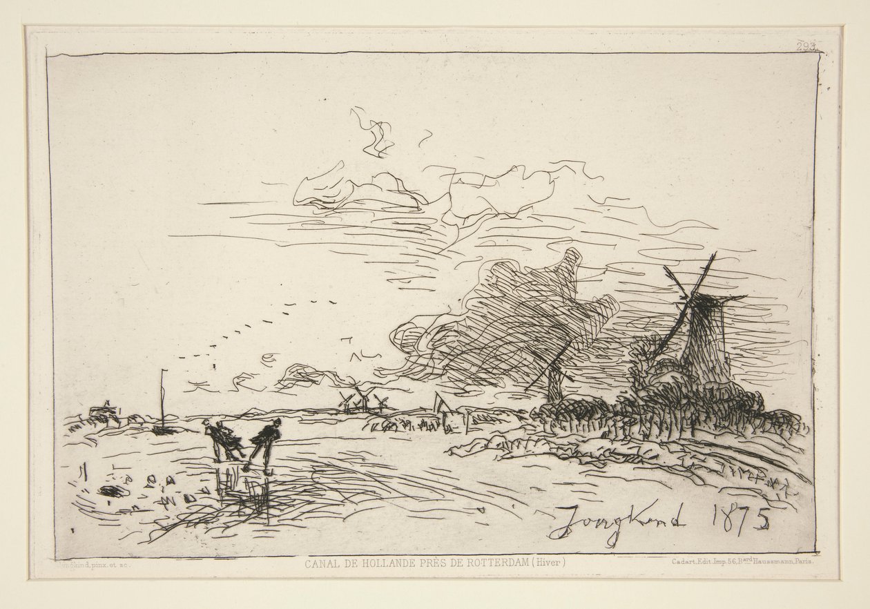 Kanaal van Holland, nabij Rotterdam (Winter) door Johan Barthold Jongkind