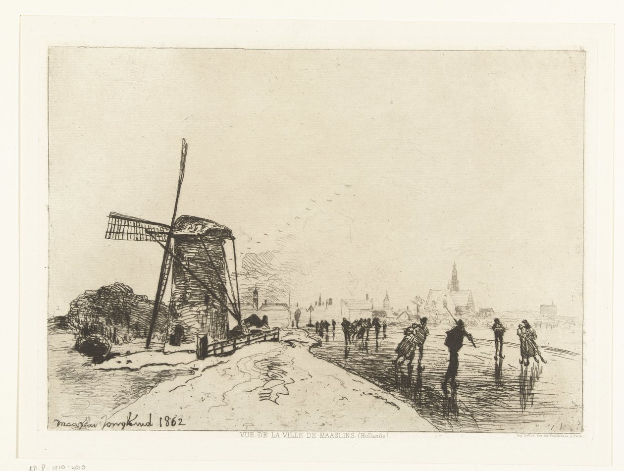 Gezicht op Maassluis door Johan Barthold Jongkind
