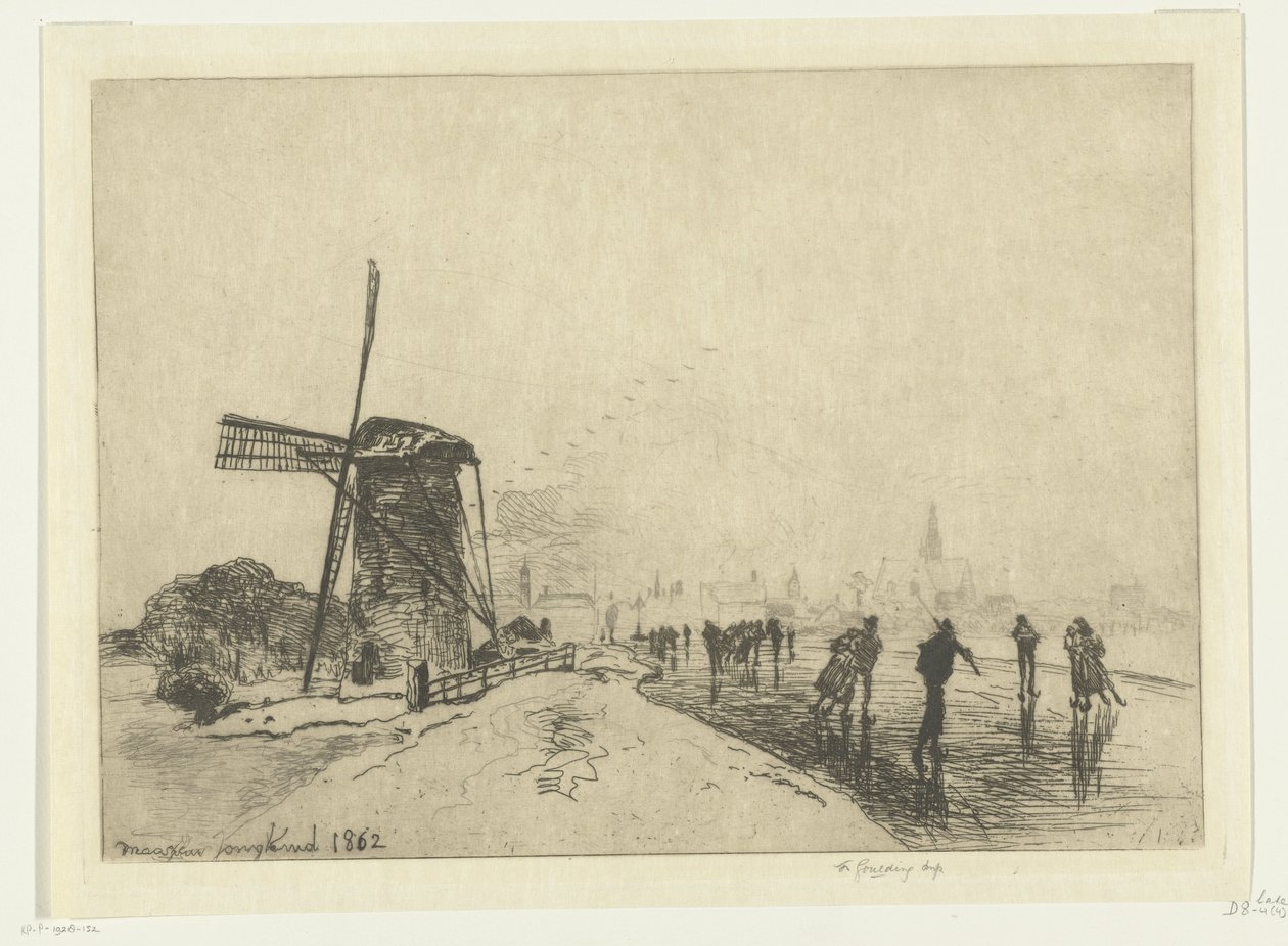 Gezicht op Maassluis door Johan Barthold Jongkind