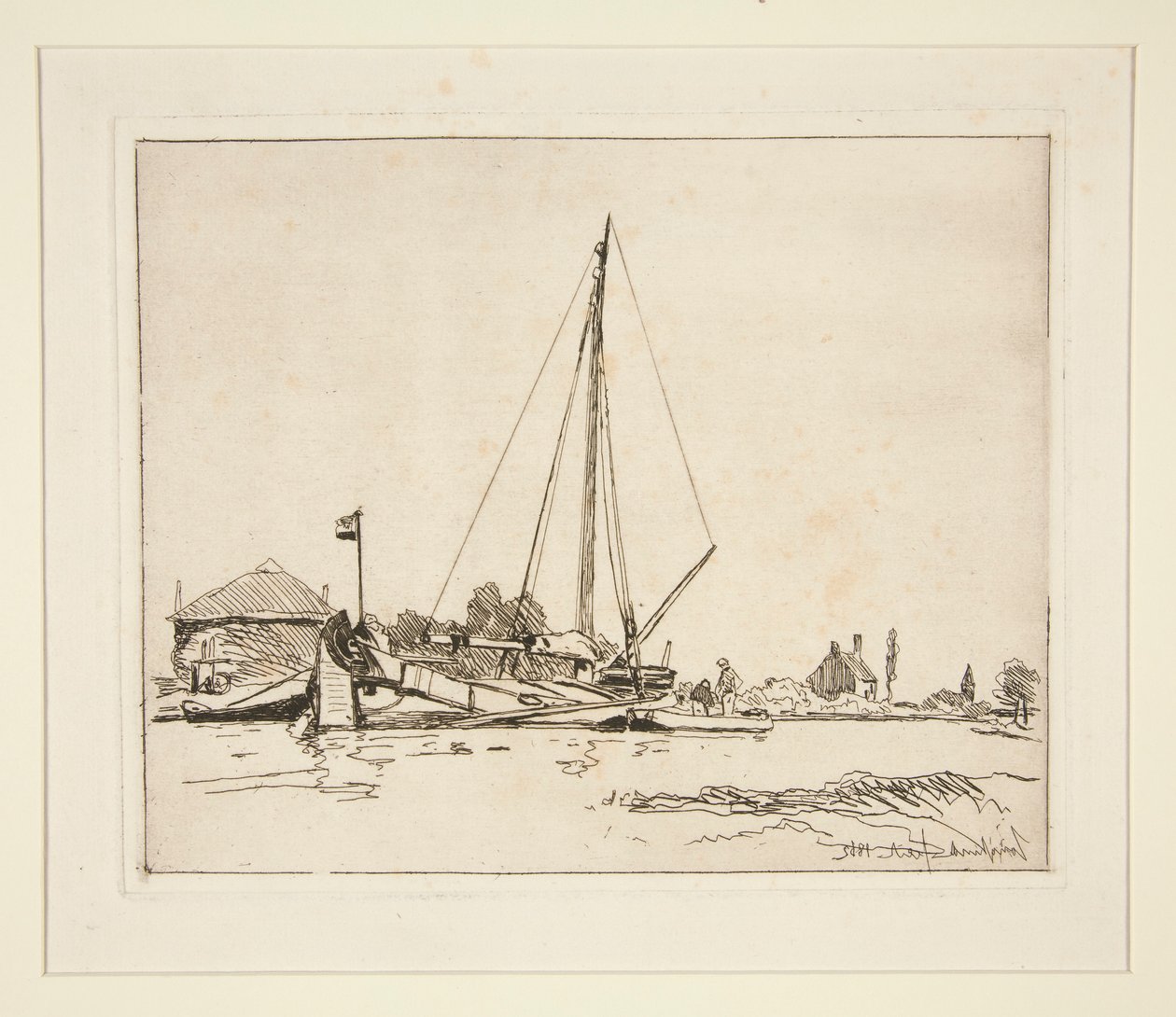De aangemeerde boot door Johan-Barthold Jongkind