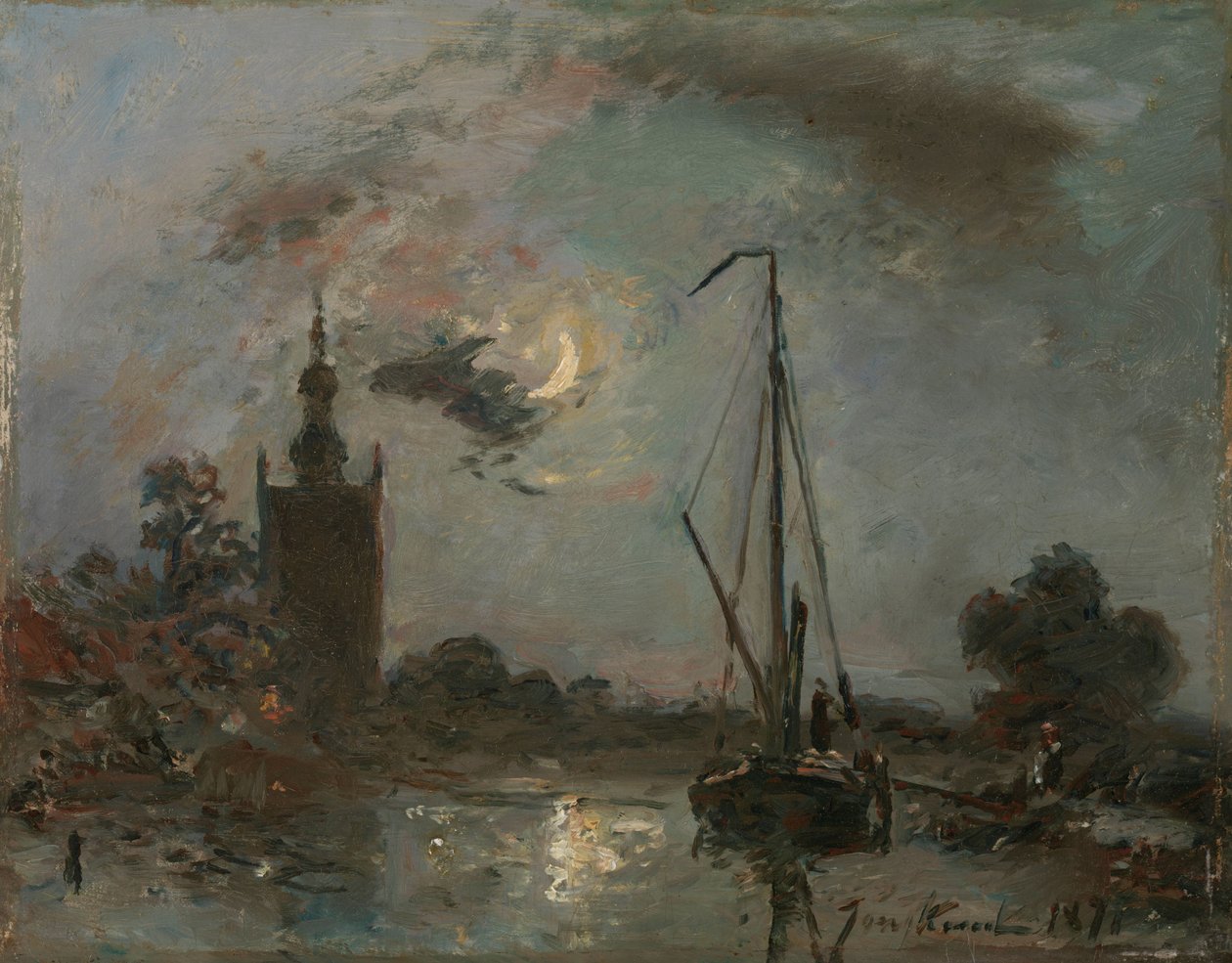 Overschie in het maanlicht door Johan Barthold Jongkind