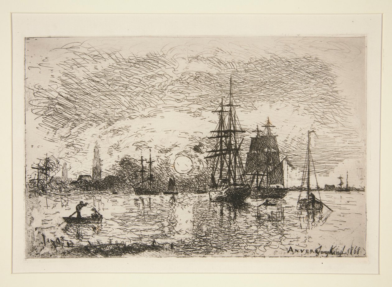 Soleil Couchant - Port d door Johan-Barthold Jongkind