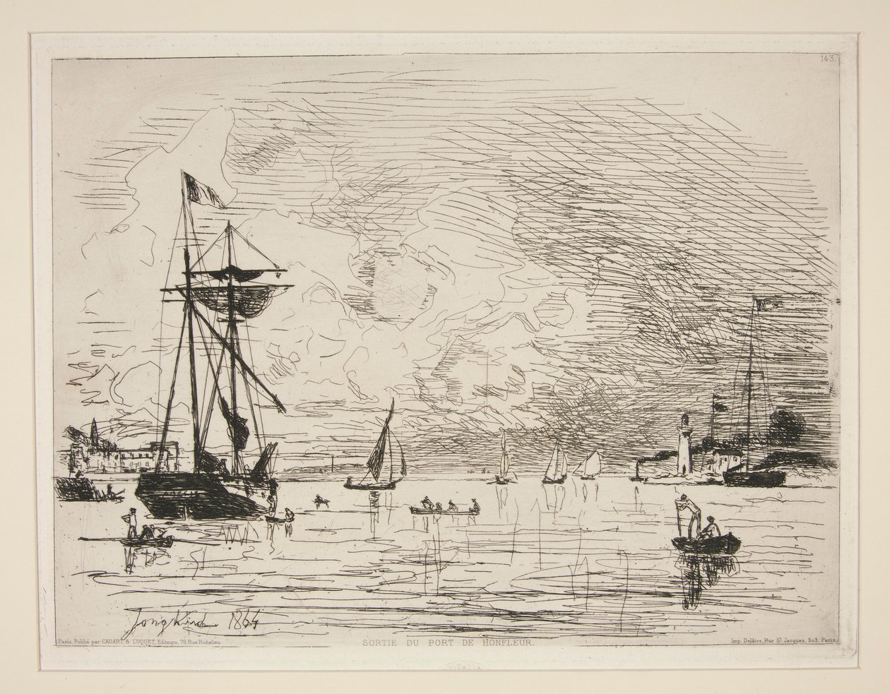 Sortie du Port de Honfleur (Uitgang van de haven van Honfleur) door Johan Barthold Jongkind