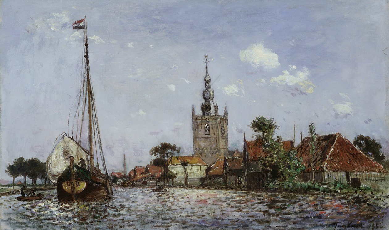 De kerk van Overschie, 1866 door Johan Barthold Jongkind