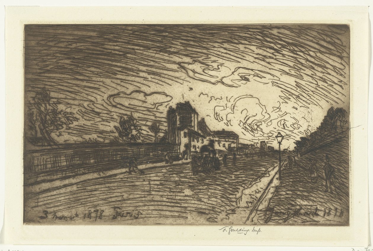 Uitgang van ziekenhuis Cochin (Faubourg Saint-Jacques, Parijs) door Johan Barthold Jongkind