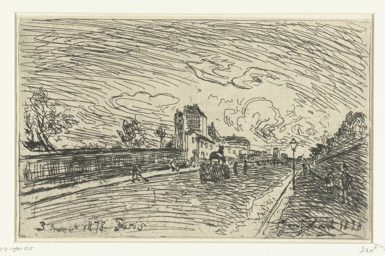 Uitgang van ziekenhuis Cochin (Faubourg Saint-Jacques, Parijs) door Johan Barthold Jongkind