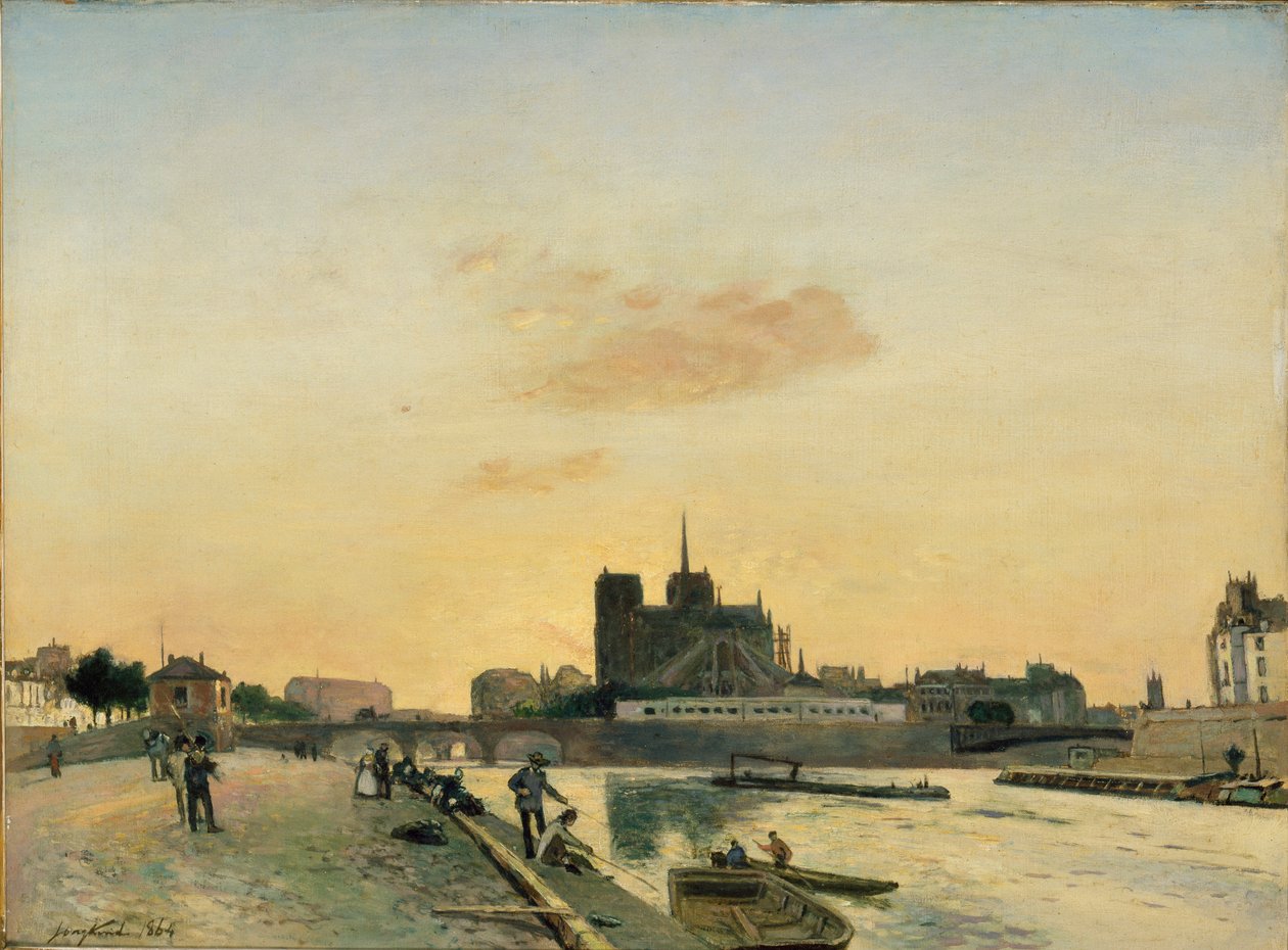 Uitzicht op de Notre-Dame, Parijs, 1864 door Johan Barthold Jongkind