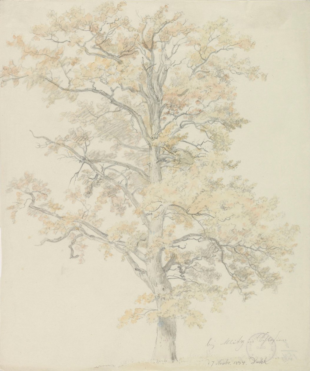 Eiken met herfstbladeren, Milicz door Johan Christian Dahl