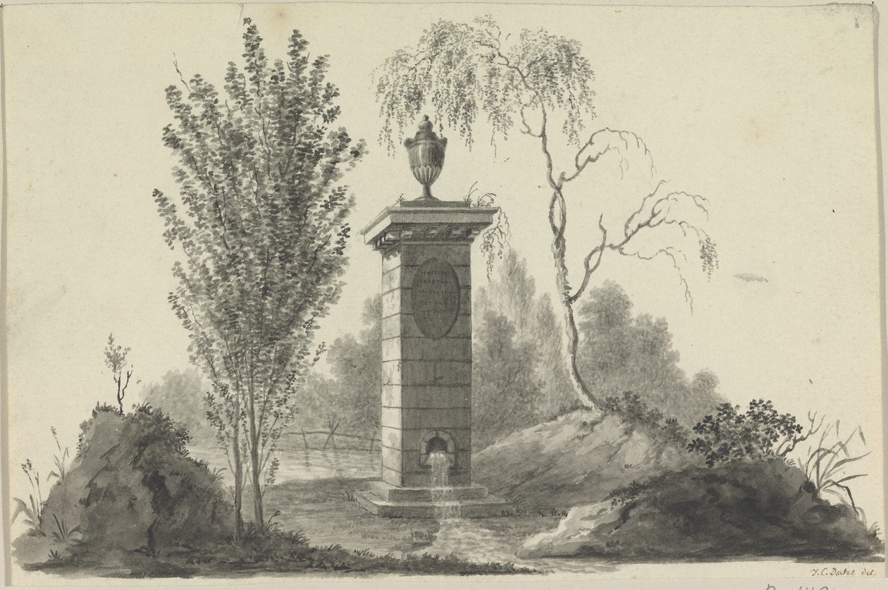 Fontein met urn door Johan Christian Dahl