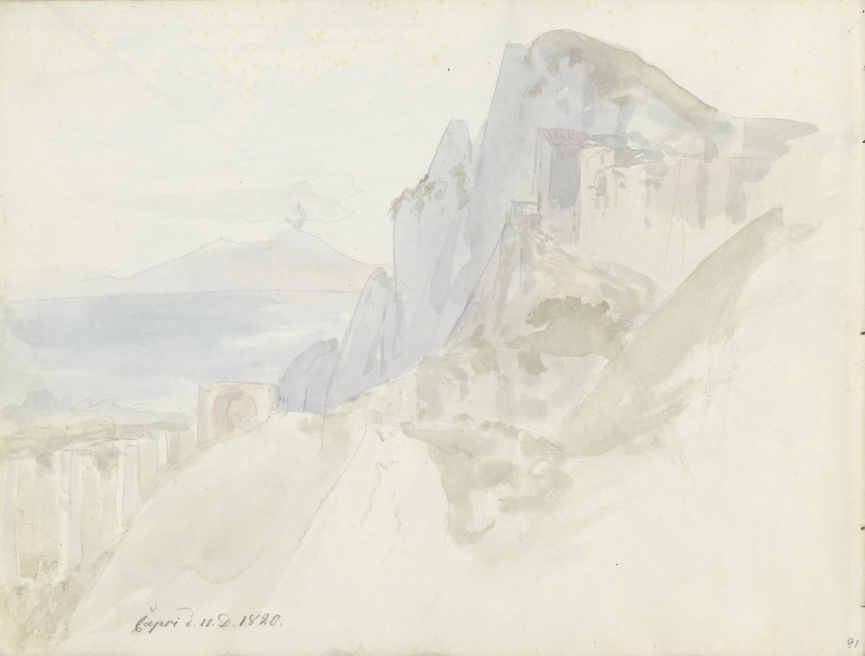Vanaf de weg tussen Capri-stad en Marina Grande door Johan Christian Dahl
