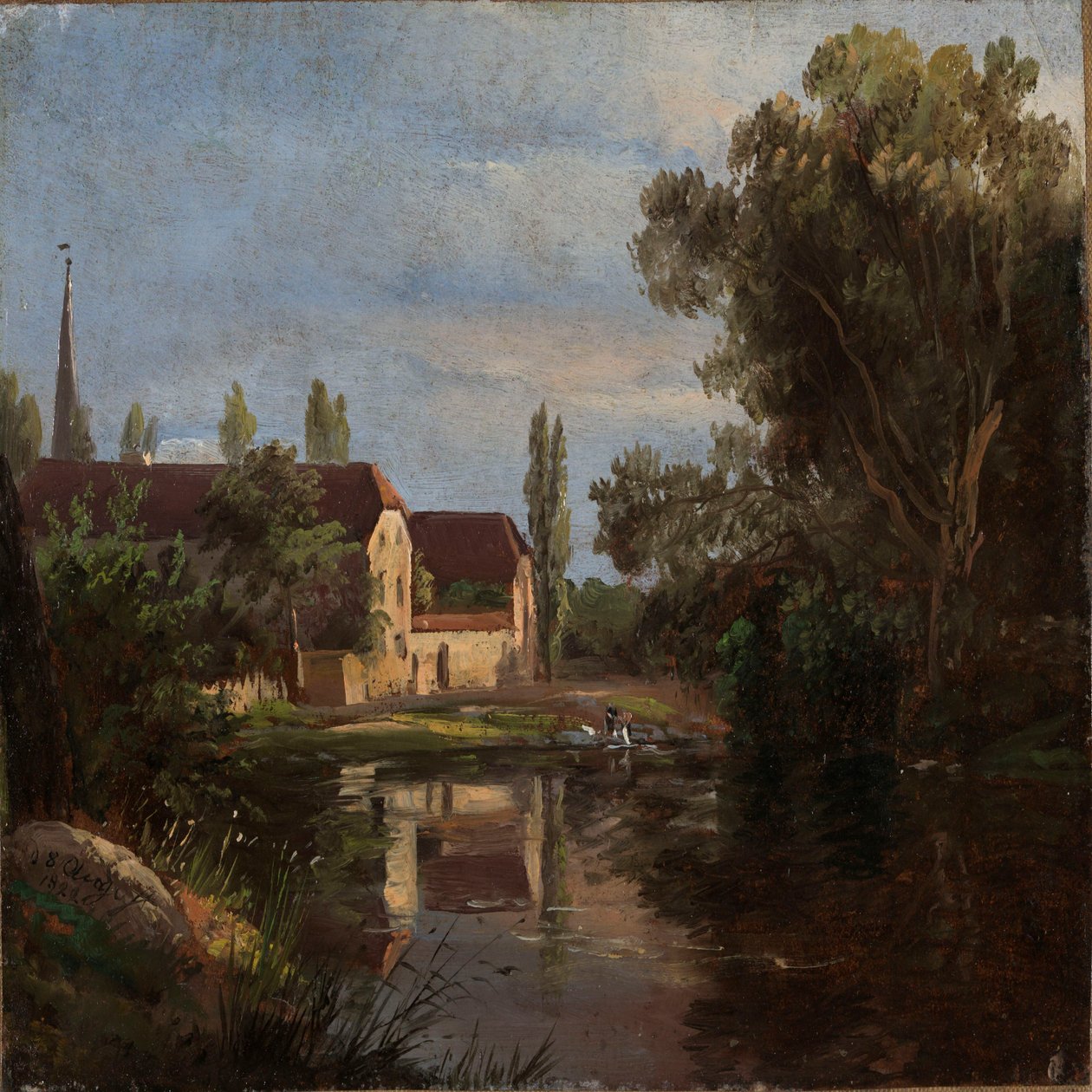 Het dorp Plauen aan de rivier de Weisseritz door Johan Christian Dahl