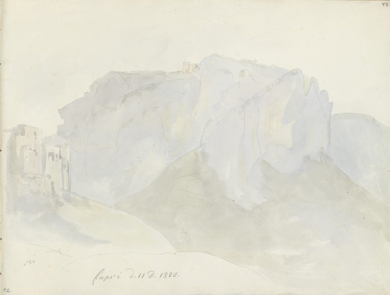 Monte Solaro gezien vanaf Capri door Johan Christian Dahl