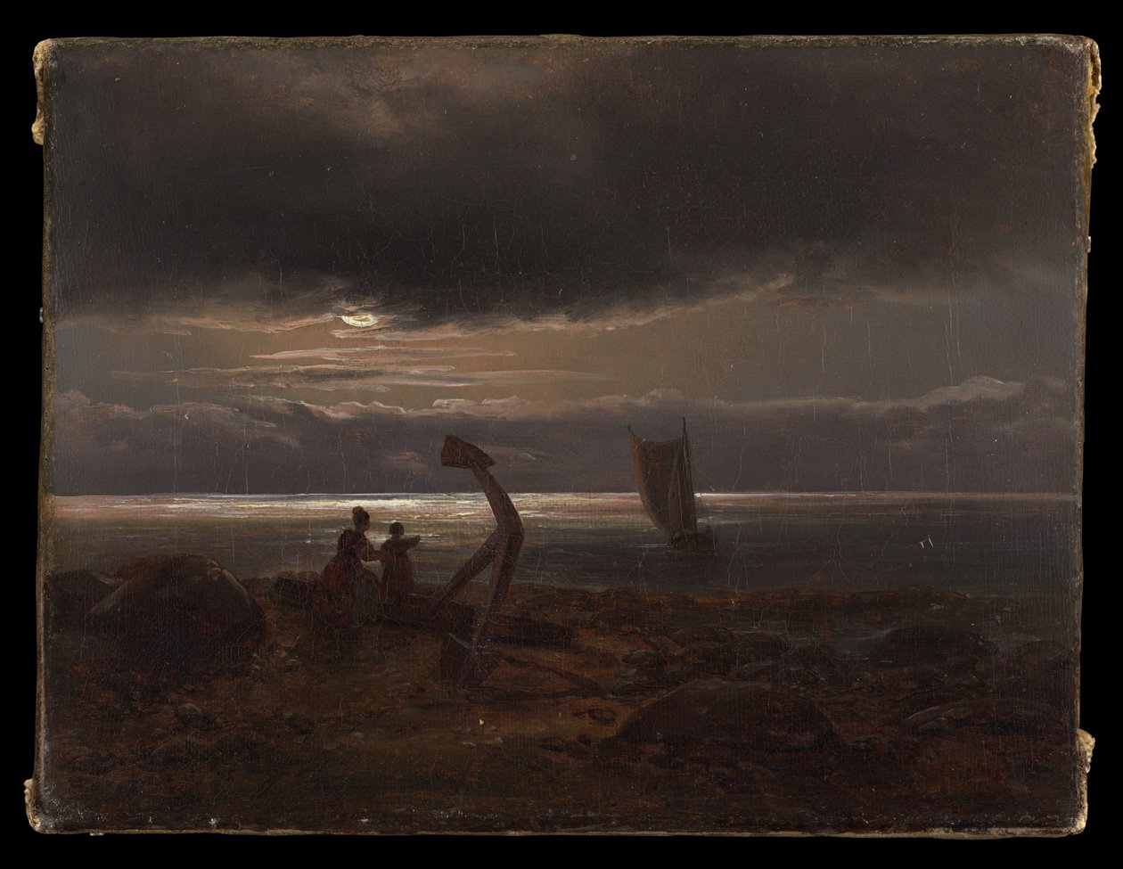 Moeder en kind bij de zee door Johan Christian Dahl