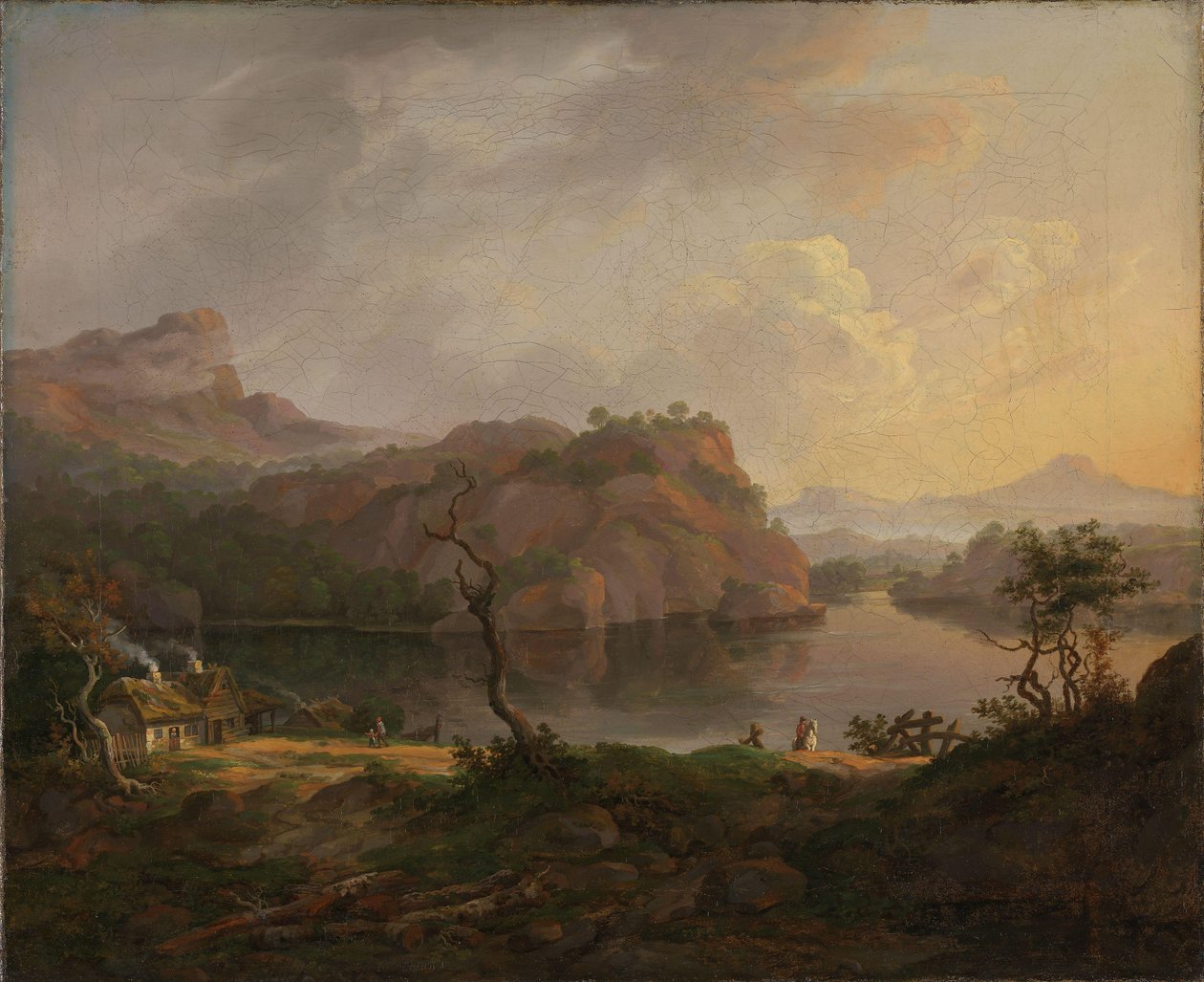 Scandinavisch landschap met een dode boom door Johan Christian Dahl