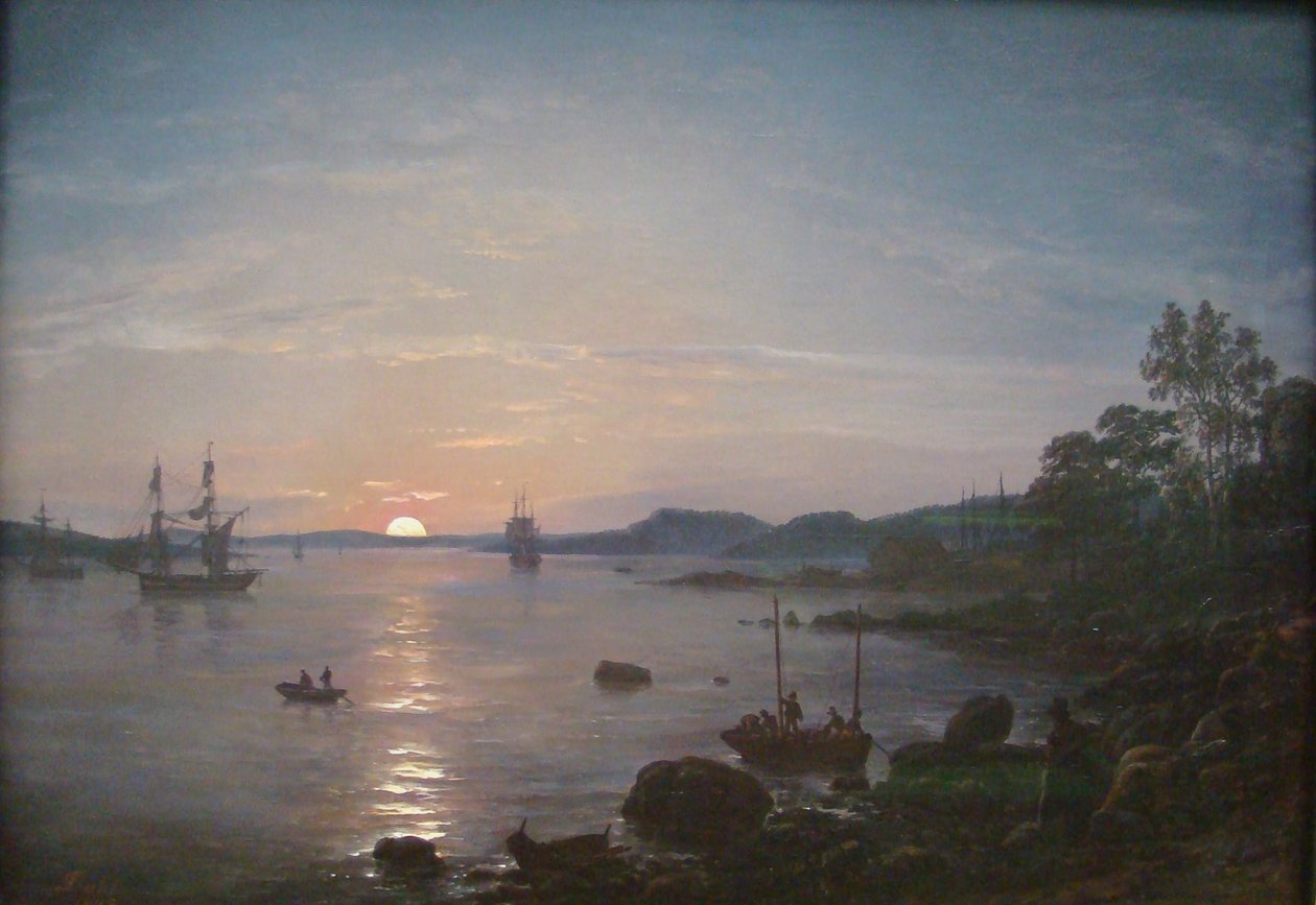 Noors:  Fjord på Holmestrand Fjord bij Holmestrand door Johan Christian Dahl