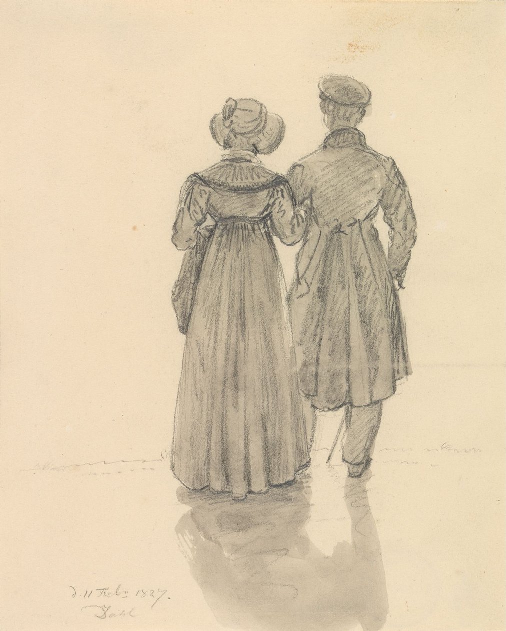 Man en vrouw van achteren gezien door Johan Christian Dahl
