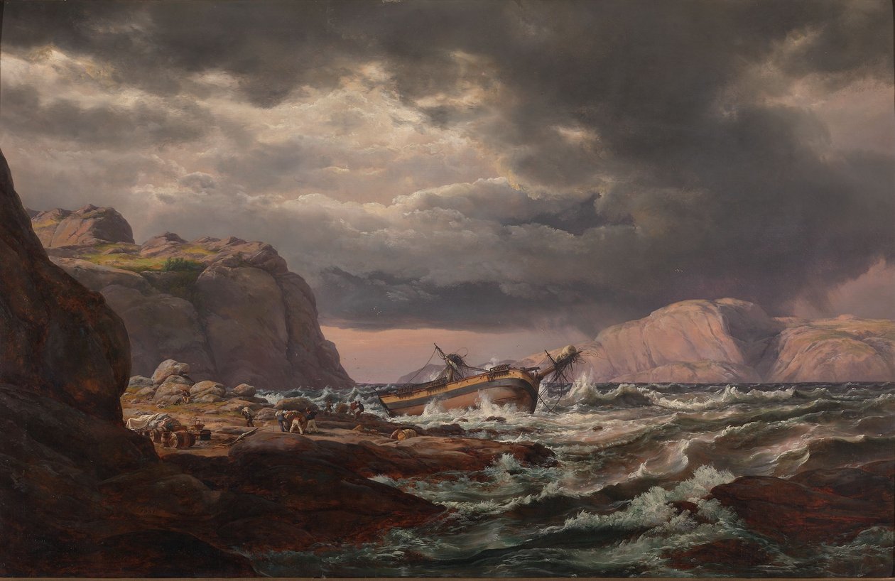 Scheepswrak aan de kust van Noorwegen door Johan Christian Dahl