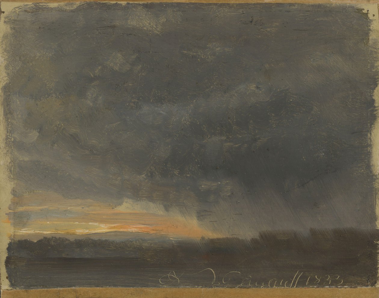 Stormwolken met regen door Johan Christian Dahl