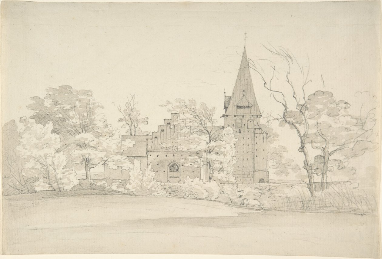 De kerk van Aller in Sønderjyllands Amt (Denemarken), gezien vanuit het noorden door Johan Christian Dahl