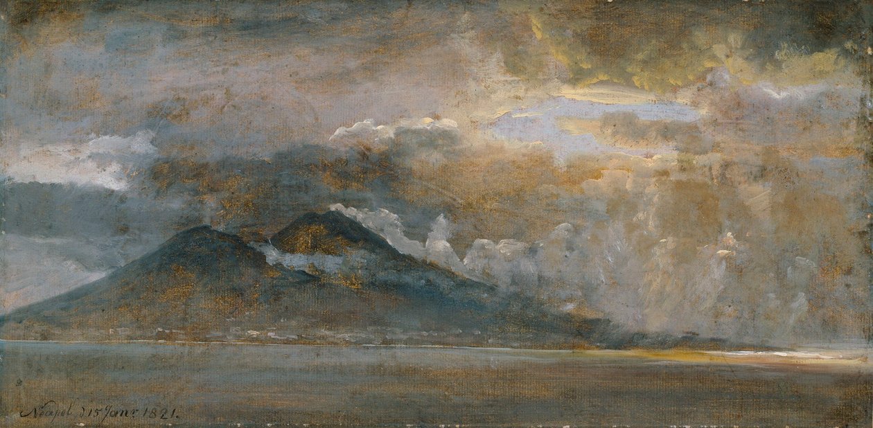 De Baai van Napels met de Vesuvius door Johan Christian Dahl