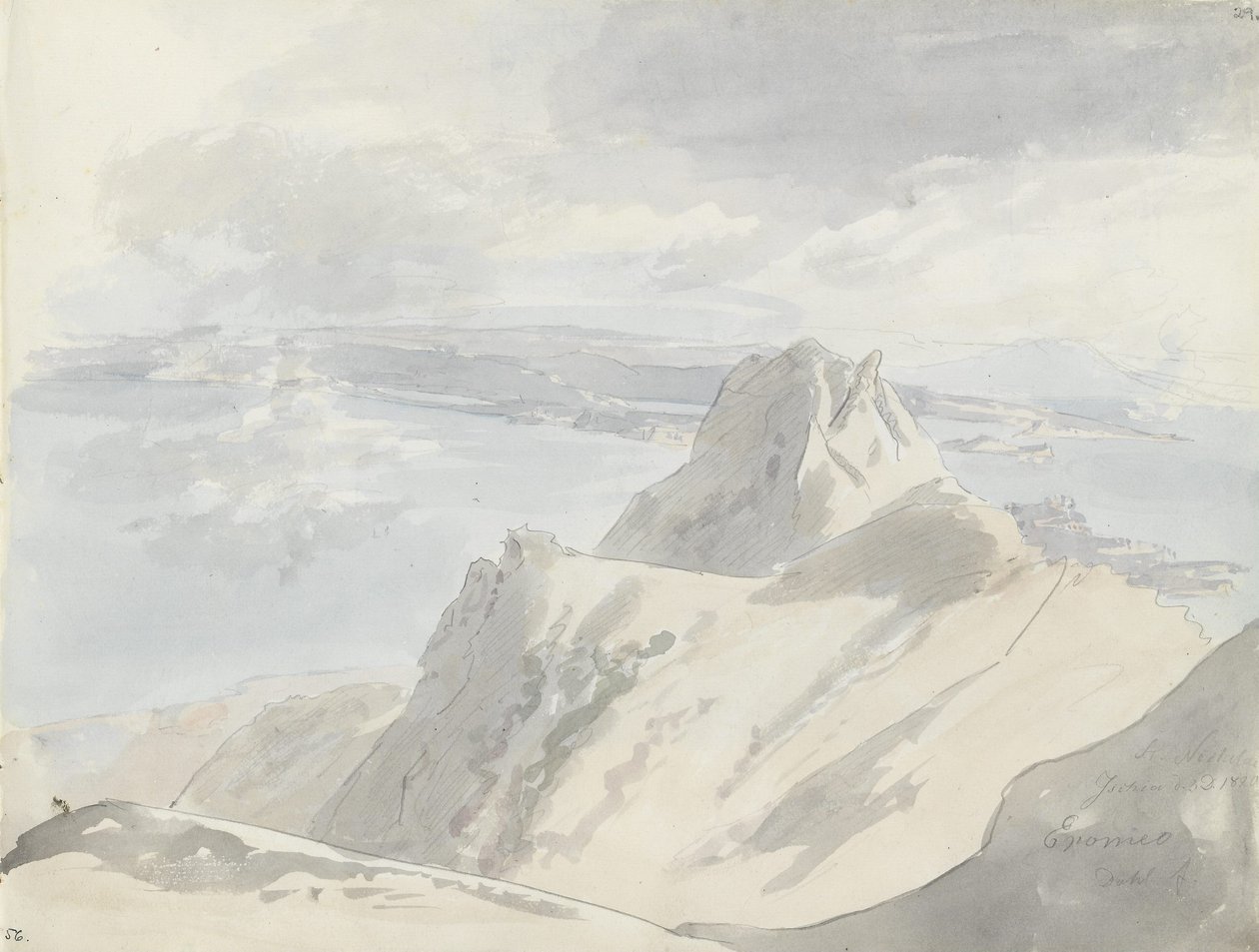 Uitzicht over de Golf van Napels vanaf de Monte Epomeo, Ischia door Johan Christian Dahl