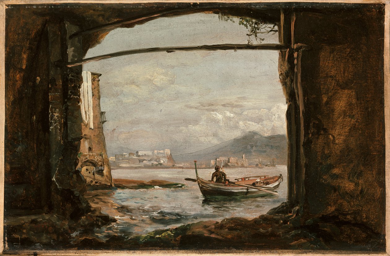 Uitzicht vanaf een grot bij Posillipo door Johan Christian Dahl