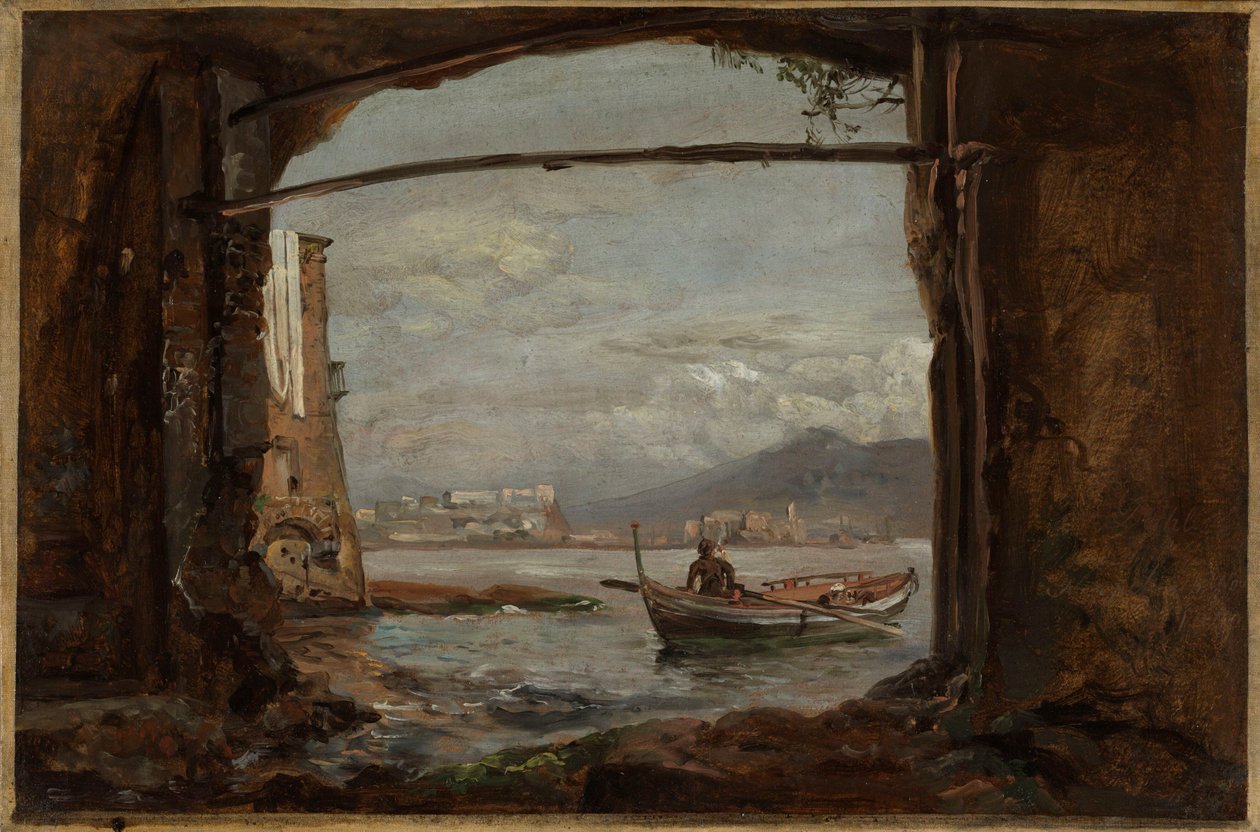 Uitzicht vanuit een grot nabij Posillipo door Johan Christian Dahl