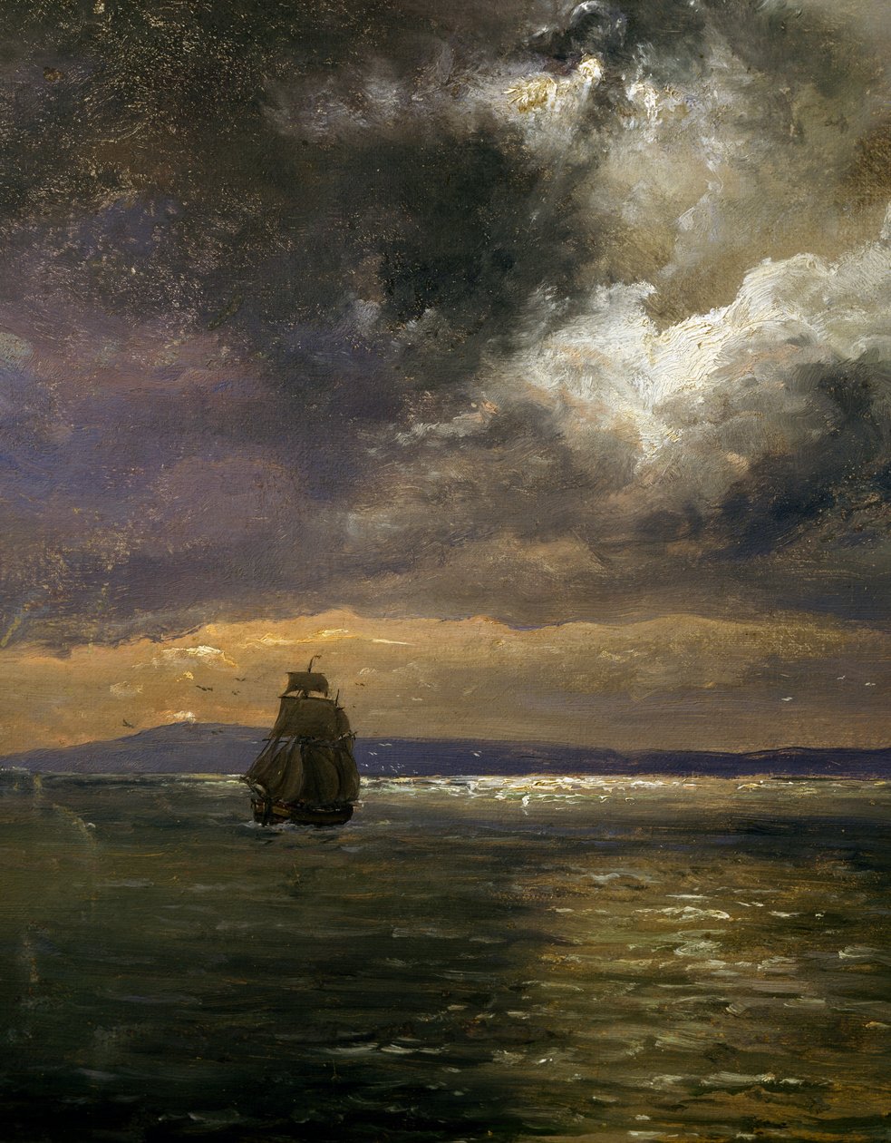 Uitzicht op Christianiafiorden (detail) door Johan Christian Dahl