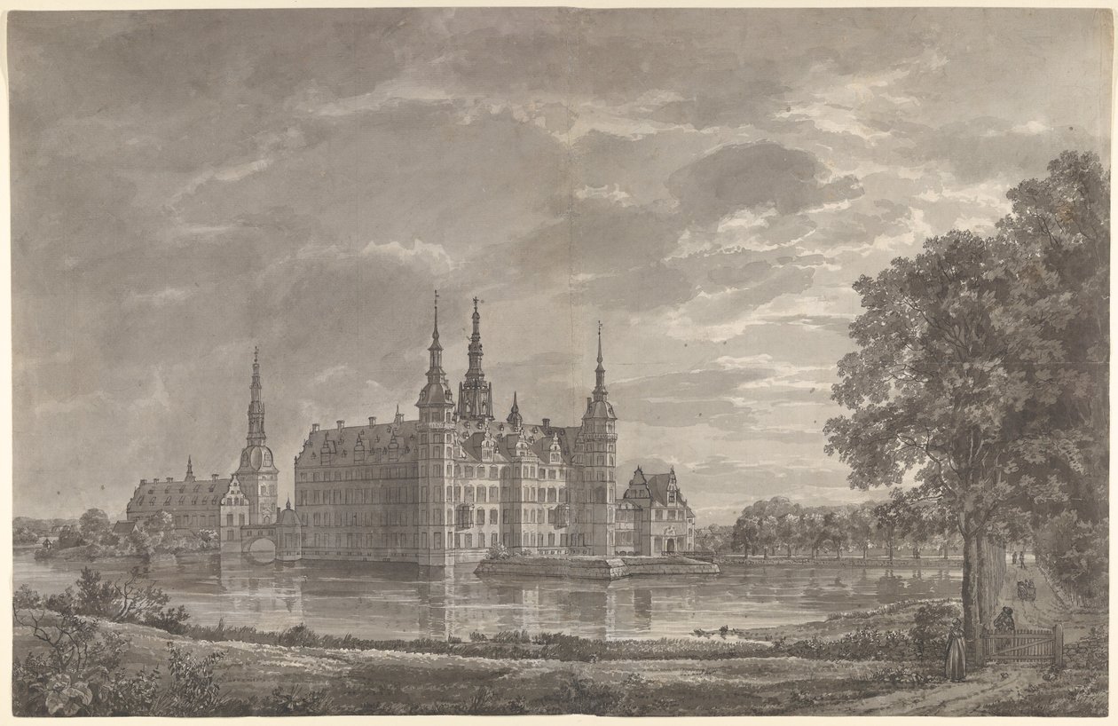 Gezicht op kasteel Frederiksborg vanuit het noordoosten door Johan Christian Dahl