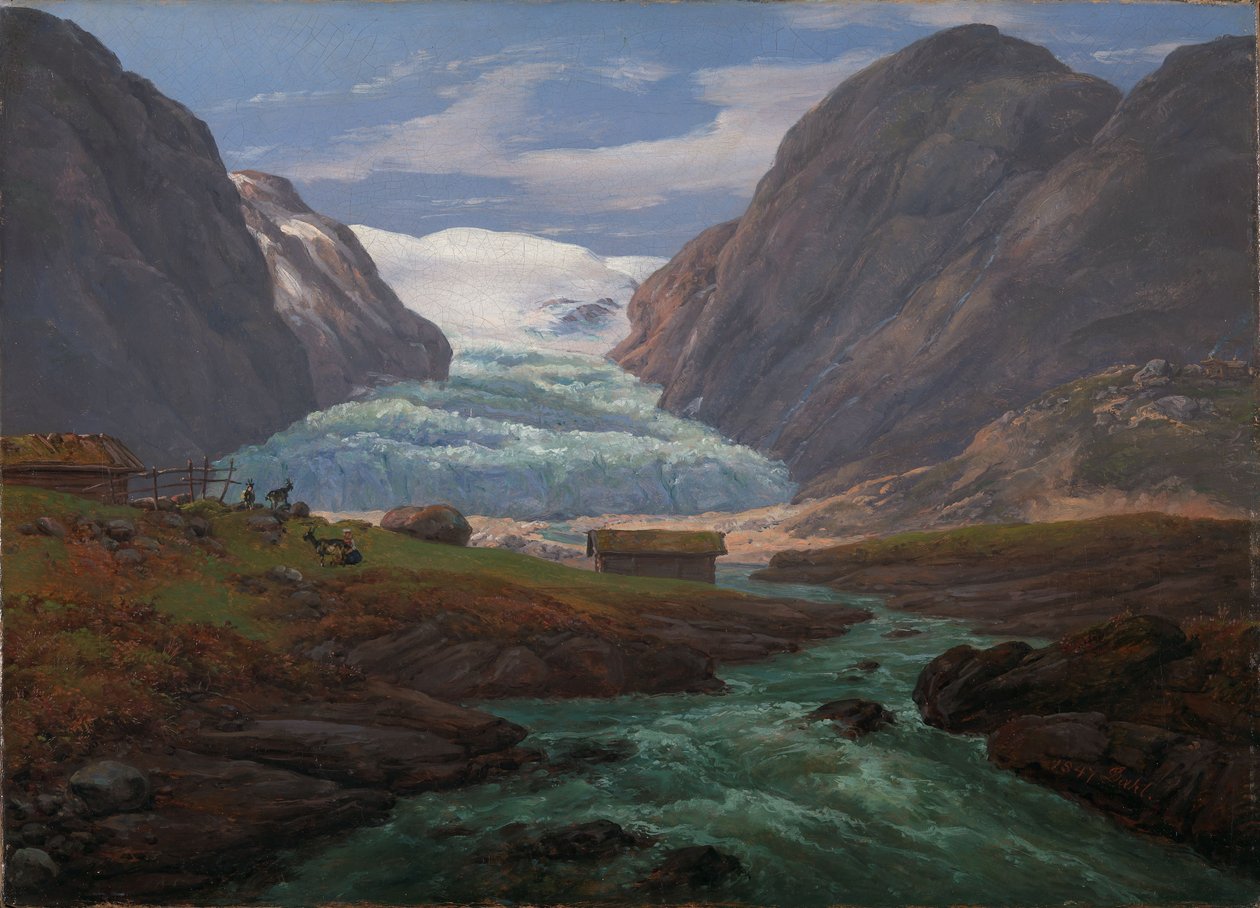 Uitzicht op de Nigardsbreen in Jostedalen door Johan Christian Dahl