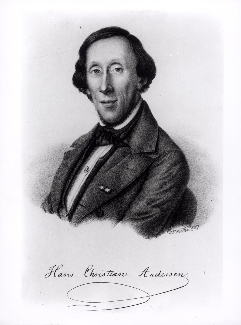 Portret van Hans Christian Andersen (1805-1875) door Johan Frederick Moller