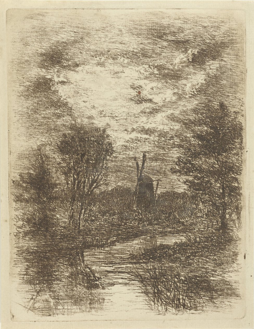 Landschap met molen door Johan Frederik Croockewit