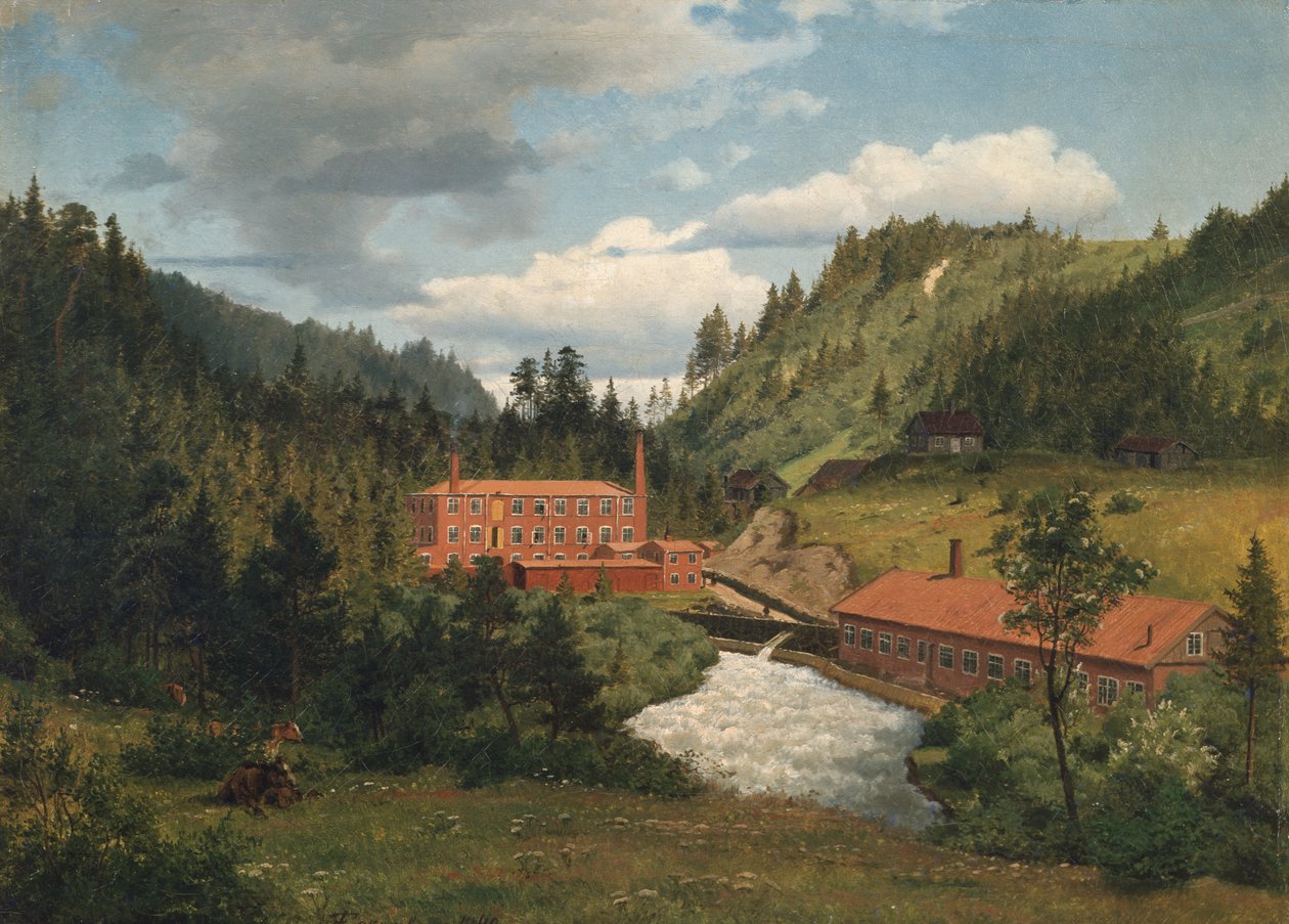 De oude molen in Maridalen door Johan Fredrik Eckersberg