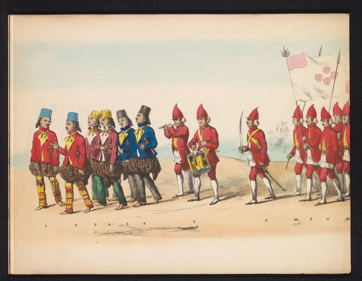 Maskerade van de Delftse studenten, 1857 (plaat 1) door Johan Hendrik Hoffmeister