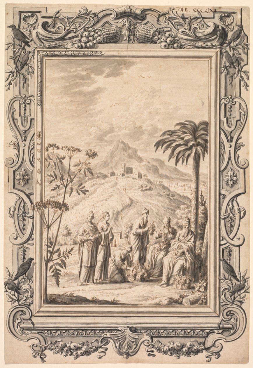 Illustratie en Randontwerp voor Kupfer-Bibel, ca. 1730 door Johan Melchior Füssli