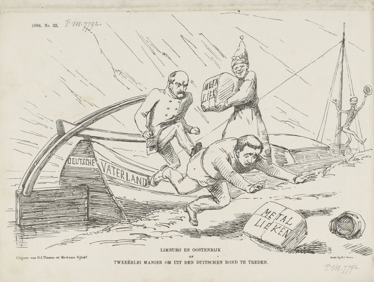 Spotprent over Bismarck en de Duitse Bond, 1866 door Johan Michaël Schmidt Crans