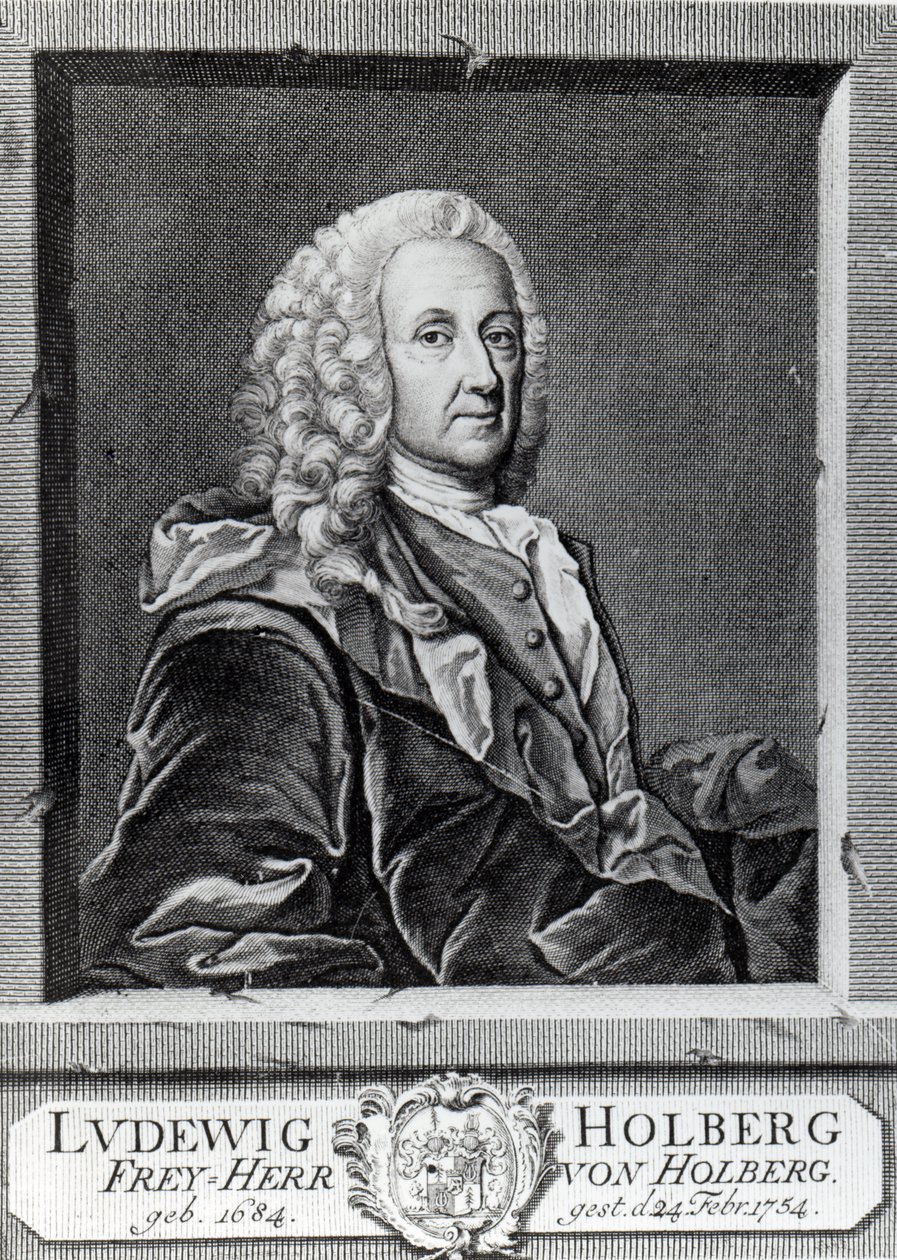 Ludvig Holberg, gegraveerd door Johann Martin Bernigeroth, 1757 door Johan Roselius
