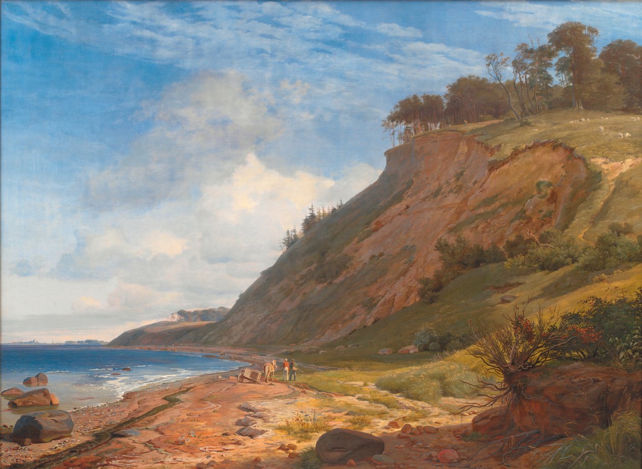 Een Deense Kust. Uitzicht vanaf Kitnæs op Roskilde Fjord. Seeland door Johan Thomas Lundbye