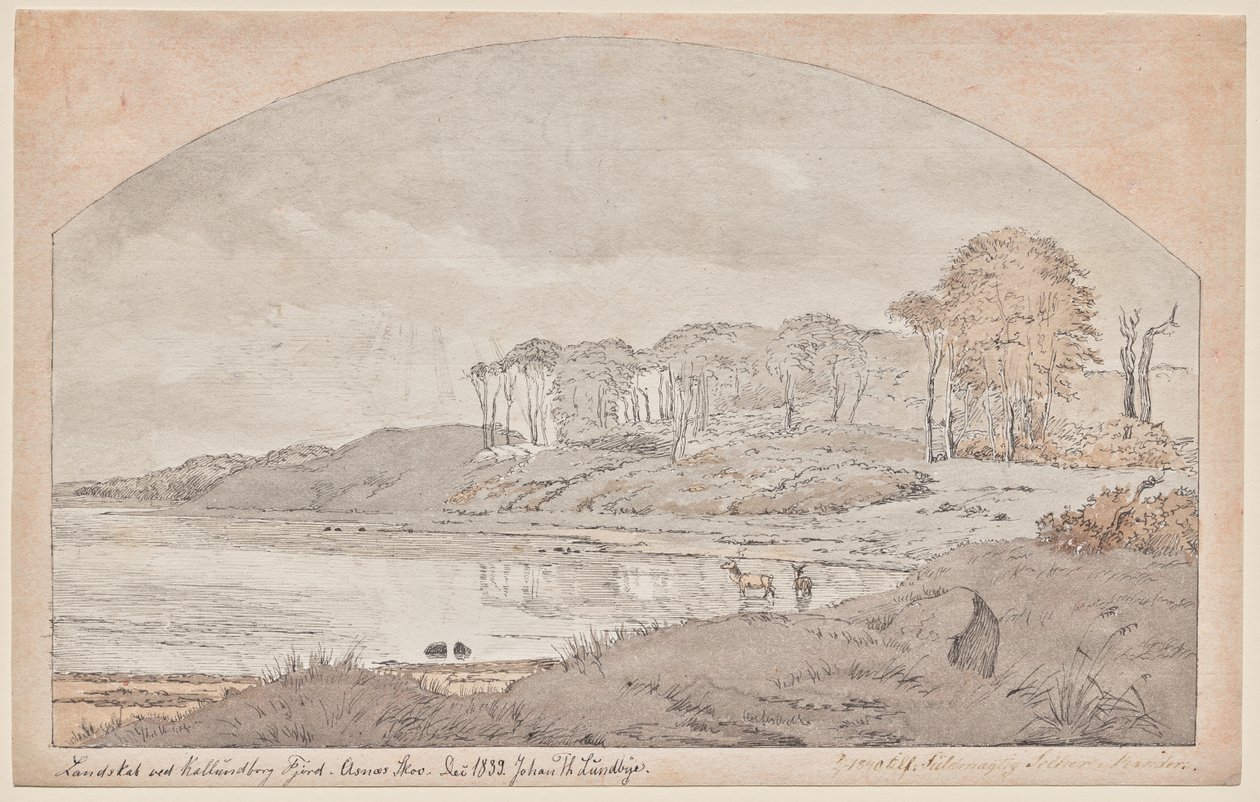 Bos van Asnæs, baai aan de Kalundborgfjord door Johan Thomas Lundbye