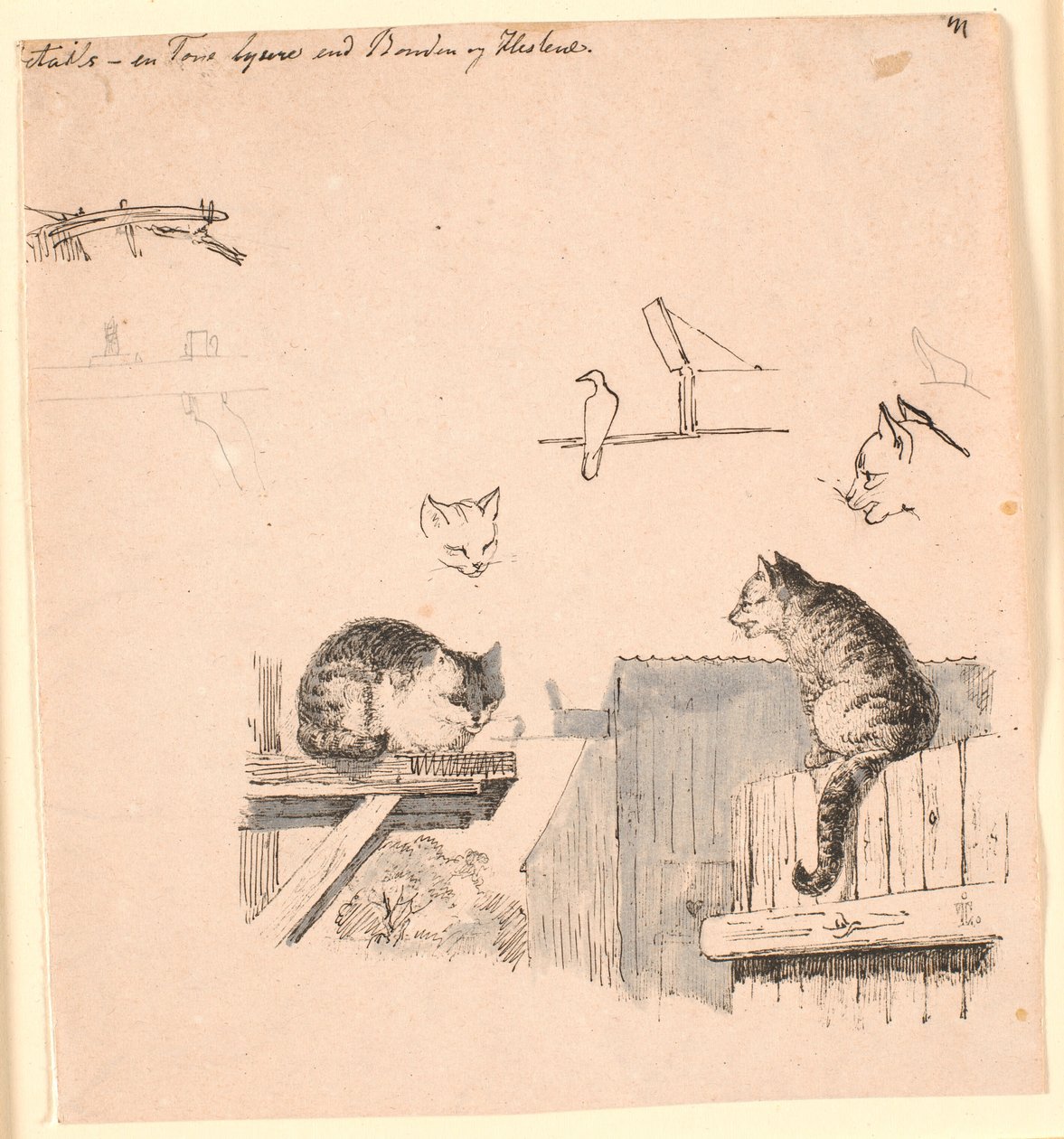 De twee katten. Illustratie voor Kaalunds "Fabler voor kinderen" door Johan Thomas Lundbye